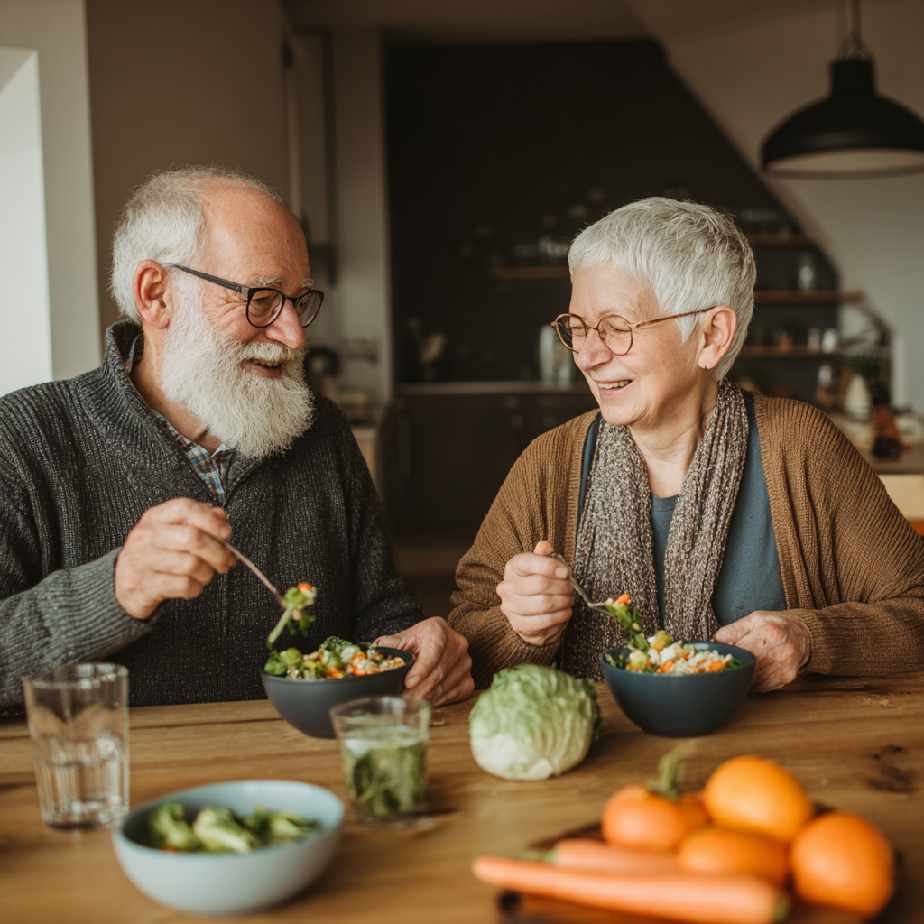 Older adults enjoying fermented foods and probiotic-rich meals for digestive health